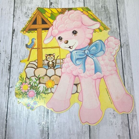 Vintage Spring Die Cut Decoration Beistle Co. Bear Lamb Baby set of 4 Made in US - Picture 5 of 6